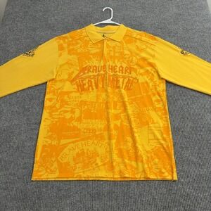 Blac Label Polo Shirt Mens 2XL Yellow 100‎ Cotton All Over Print Streetwear